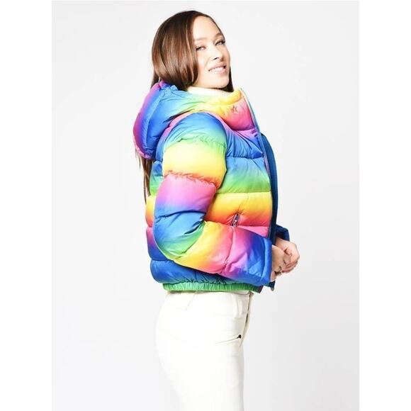 Perfect Moment Womens Multicolor Rainbow Polar Flare Down Jacket Size XL - Picture 6 of 16